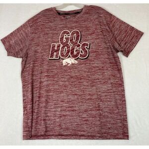 Arkansas Razorbacks Football  Men's Go Hog Shirt Russell Red Polyester Size XL